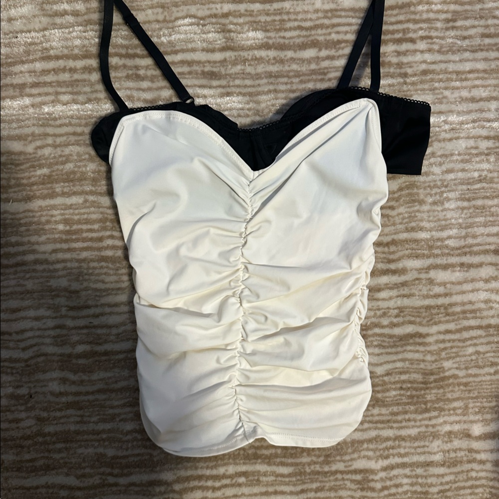 Miaou Black and White Corset Top